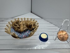 Vtg Artist Leilani Warling 1989 Miniature Dog Bed and Resin Dog Miniature 1:12 picture