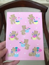 Sanrio 1988 Vintage Tweedle Dee Dee Bear Sticker Open Present Design HTF picture