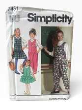 Simplicity 7461 Girls Blouse Jumper Jumpsuit Size A (7-14) 90s Vintage Uncut FF picture
