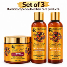 Kaleidoscope SoulFed Hair Care Set Shampoo Leave-In Deep Conditioner 3 Pc picture