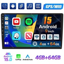 9inch Android 15 4+64GB Car Stereo Radio GPS WIFI Apple Carplay Double 2 Din BT picture