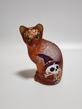 Fenton limited edition orange slice satin hand painted cat halloween #47/53 picture