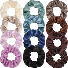 12 Pack Satin Silk Scrunchies Soft Elastic Hair Ties Assorted Colors picture