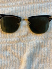 Vintage Bausch & Lomb Ray-Ban W0365 Clubmaster Sunglasses B&L USA Black Gold picture