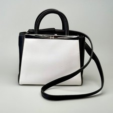 NWT Halston Heritage Sm Satchel Crossbody Colorblock Black White Saffiano READ picture