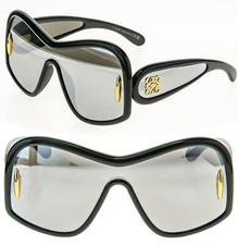 LOEWE WAVE ANAGRAM Mask LW40131I Black Silver Mirror 40131 Geometric Sunglasses picture