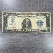 1921 PHILIPPINES NATIONAL BANK 20 PESO CONG. WILLIAM JONES VIGNET picture