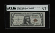 DBR 1935-A $1 Silver Hawaii SC Block Fr. 2300 PMG 63 EPQ Serial S42706627C picture