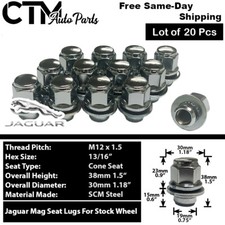 20x Chrome Jaguar OEM Factory 12x1.5 Lug Nuts Fit  F/X/S Type XE/F/J C2C35294010 picture