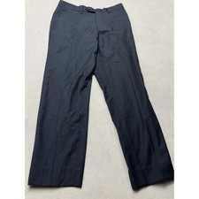 Vintage Giorgio Armani Mens Navy Blue Pinstripe Wool Blend Dress Pants Size 30 picture