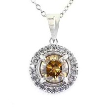 RARE 4.70 Ct Certified Champagne Treated Diamond Solitaire Pendant in 925 Silver picture
