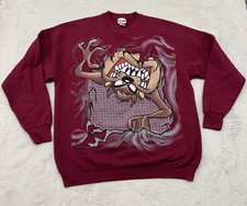 Vintage 1990s Looney Tunes Taz All Over Print The Upside Down Sweatshirt RARE XL picture