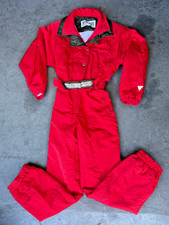 Fera Skiwear Vintage Ski Suit Womens Sz 10 Red One Piece Snowsuit Belted Aztec picture