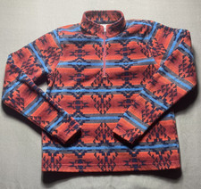 Ariat Girls Southwestern Aztec Fleece Quarter Zip Pullover Orange Blue Sz Large picture