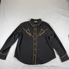 Vintage Roughrider by Circle T Women’s Western Shirt Large Black Faux Suede picture