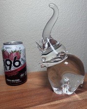 Large Steuben James Houston Trumpeting Elephant Crystal Figurine Signed 8
