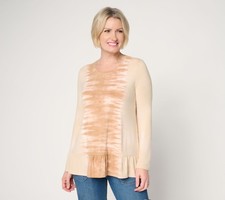 LOGO by Lori Goldstein Rayon 230 Dye Effect Top with Ruffle Hem Amberwood L New picture