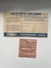 Mobile Alabama  Vintage Greyhound Bus Lines Baggage Envelope  Ephemera picture