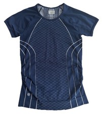 Athleta Finish Fast Line Women's Medium Blue Tee Shirt Running Workout Yoga picture