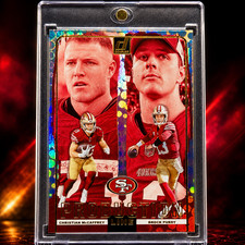 Brock Purdy Christian McCaffrey RARE DUAL REFRACTOR INVESTMENT CARD 49ERS MINT picture
