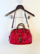Dooney & Bourke Red Samba Leather Satchel Bag Zip Logo Lock $338 J8124036  picture