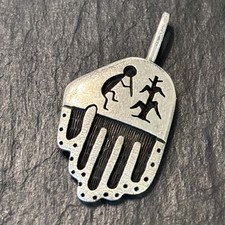 Anthony Honanie Hopi Pendant 1” Detailed Sterling Silver Overlay Vintage H picture