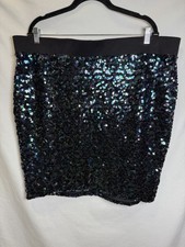 NWT Torrid Iridescent Sequin Blue Green Skirt Sz 3 Elastic Band Holiday Party picture