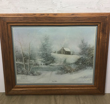 Snow Flakes by Fred Thrasher Framed Signed Print Solid Wood Heavy Frame 1988 picture