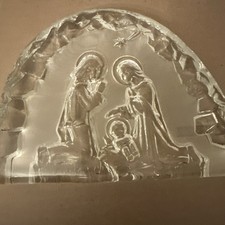 Vintage ZABKOWICE Glass NATIVITY SCENE Christmas HOLY FAMILY Poland 8.5