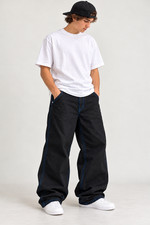 A-Lab 2B Mega Baggy Skate Jeans Mens 32 Black Blue Stitch Y2K Zumiez NWT picture