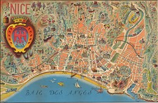 Pictorial Map of Nice France Home Office Wall Art Poster History picture