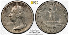 KEY 1932 S WASHINGTON QUARTER PCGS XF45 GOLD SHIELD  picture