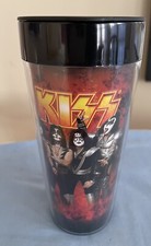 Vintage new Kiss Coffeehouse Rock Band Plastic Travel Mug Tumbler Approx 7” High picture