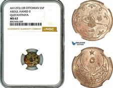 AM460, Turkey, Ottoman Empire, Abdulhamid II, 5 Para AH1293//28 Silver, NGC MS62 picture