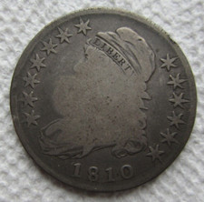 1810 Capped Bust Silver Half Dollar Rare Early Key Date Fine Detail Cleaned Coin picture