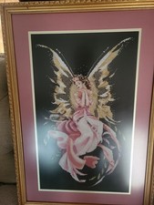 Heirloom Quality Framed Titania Mirabelia Counted Cross Stitch Fairy Rare Beauty picture
