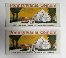 2 Pennsylvania Cement Concrete Vintage Antique Advertising Blotters Cards picture