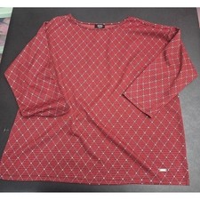 NWT Jones New York Signature Red Black Houndstooth Silver Shimmer Top XL picture