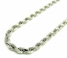 Solid 925 Sterling Silver Italian Rope Chain Mens Necklace 3.5mm - Diamond Cut picture