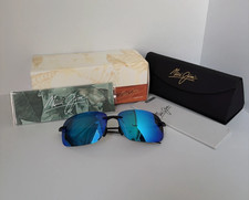 Maui Jim BREAKWALL MJ-422-16 Polarized Sunglasses Black Frame Blue Lens 63/13-12 picture