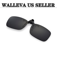 Walleva Polarized Black Clip-on Flip-up Sunglasses for Prescription Glasses picture