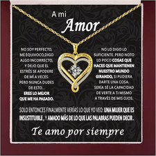 To My Love Eternal Double Heart Necklace Layered Romantic Gift for Wife Girlfrie picture