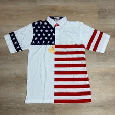 Vintage Antigua American Flag Polo Shirt Mens XL Deadstock USA Stars Stripes picture