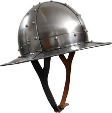 Medieval Kettle Hat Century Knight Helmet with Free Liner Silver Sugarloaf Helme picture