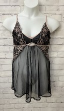 Adore Me Babydoll Neglige Black  XL Chiffon Sheer Lace Roleplay Sexy New picture