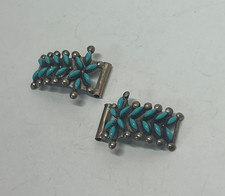 Vtg. Cordy & Cletus Lamy Zuni Sterling Petite Point Turquoise Watch Tips [115GRA picture