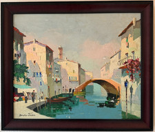 Cecil D’Oyly-John Rare Vintage Original Oil Painting Venetian Canal Scene Signed picture