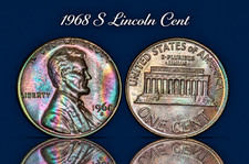 1968S Lincoln Memorial Cent Rainbow Toning T91626 picture