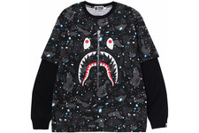 BAPE Space Camo Shark Layered Long Sleeve Tee Black Size 3XL (NWT) picture