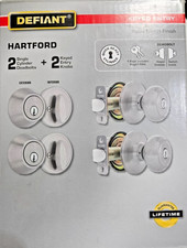 Defiant Hartford Satin Nickel Keyed Entry Knob and Single Cylinder Deadbolt READ picture